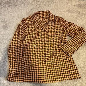 Women's Houndstooth Double-Breasted Jacket and Skirt Set